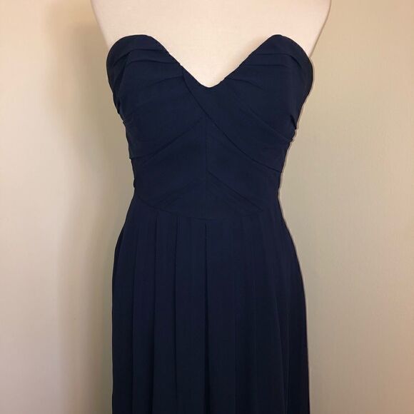 Hayley Paige Occasions Navy Strapless A-Line Gown - Picture 2 of 7